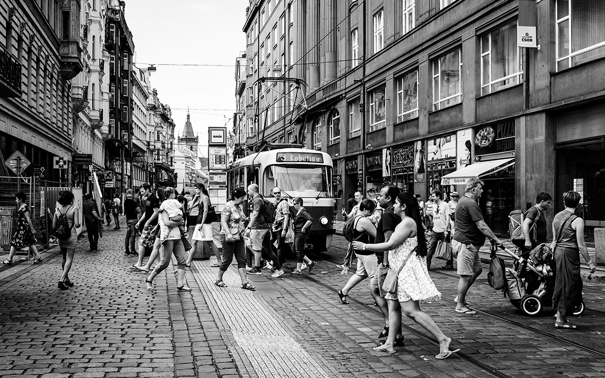 Straßenbahn in Innenstadt von Prag